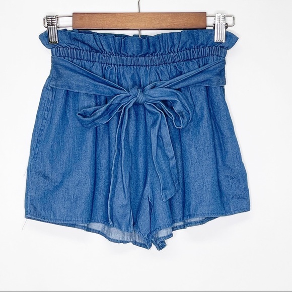 Ruby K Pants - Ruby K Paperbag Denim Jean Shorts Small